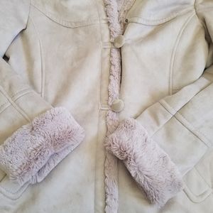 Jones New York Faux Fur Suede Coat Large NWOT